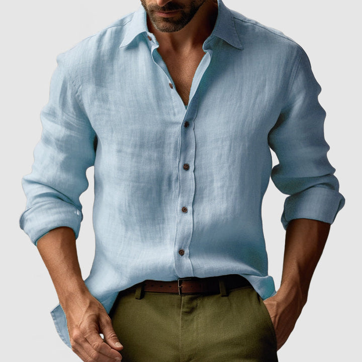 Men's Vintage Long Sleeve Linen Shirt