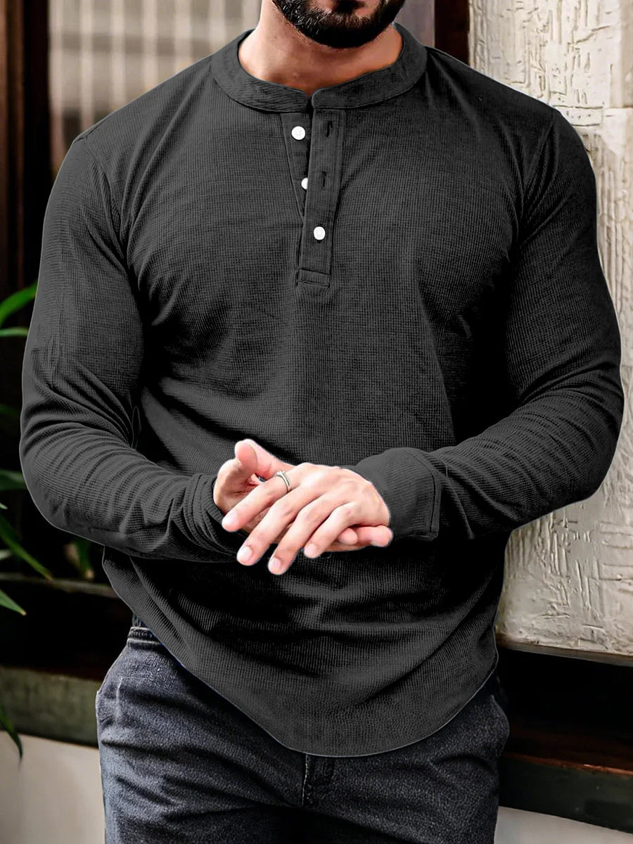 Comfort Fit Longsleeve Henley T Shirt for Men