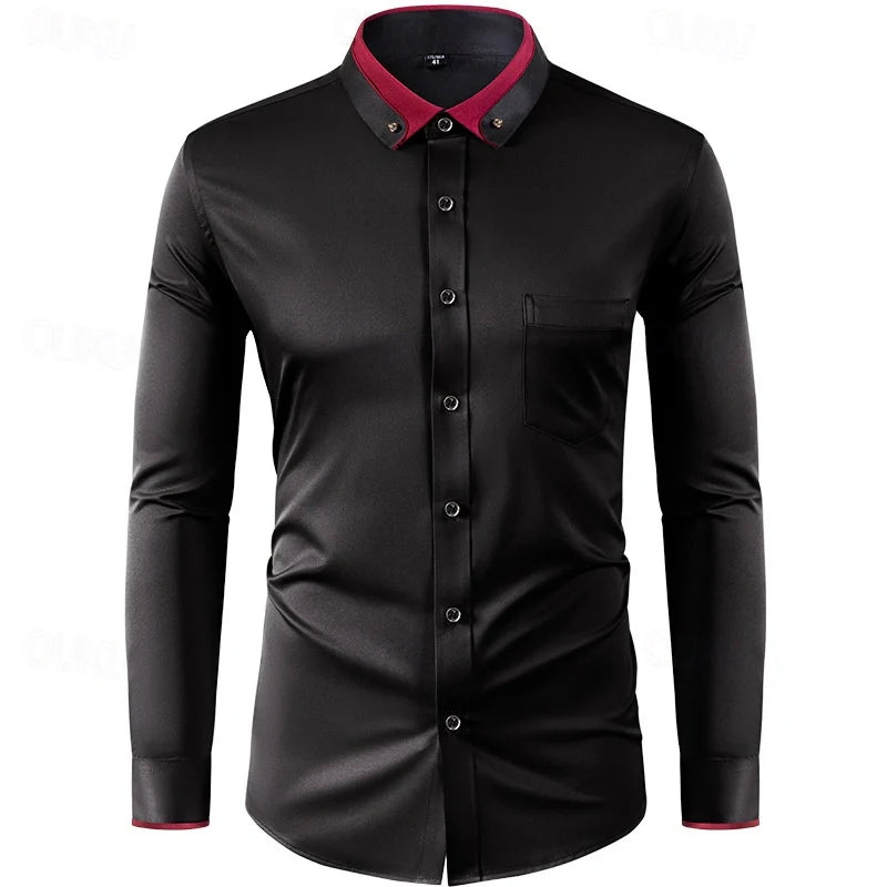 Men's Two-Tone Dress Shirt with Long Sleeves Elegant