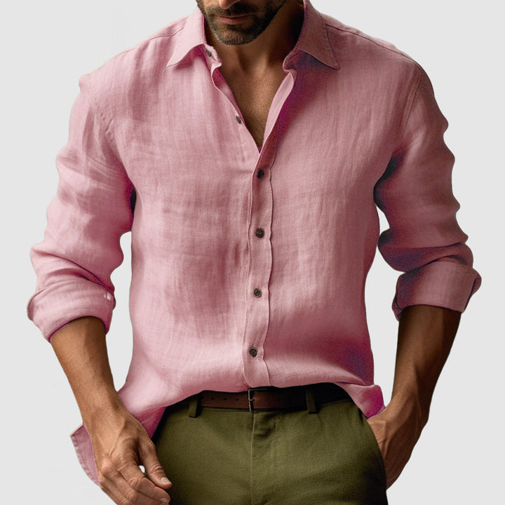 Men's Vintage Long Sleeve Linen Shirt