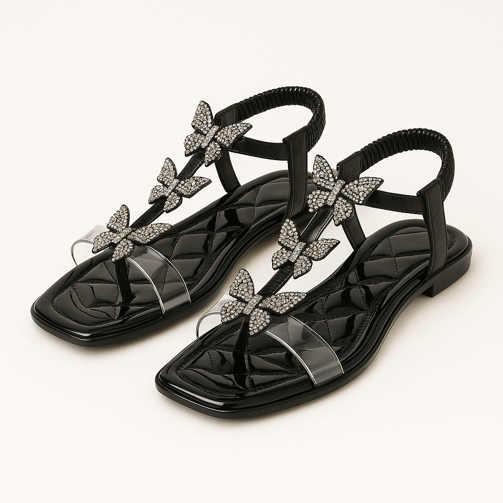 Karen | Sparkling Butterfly Toe-Strap Sandals