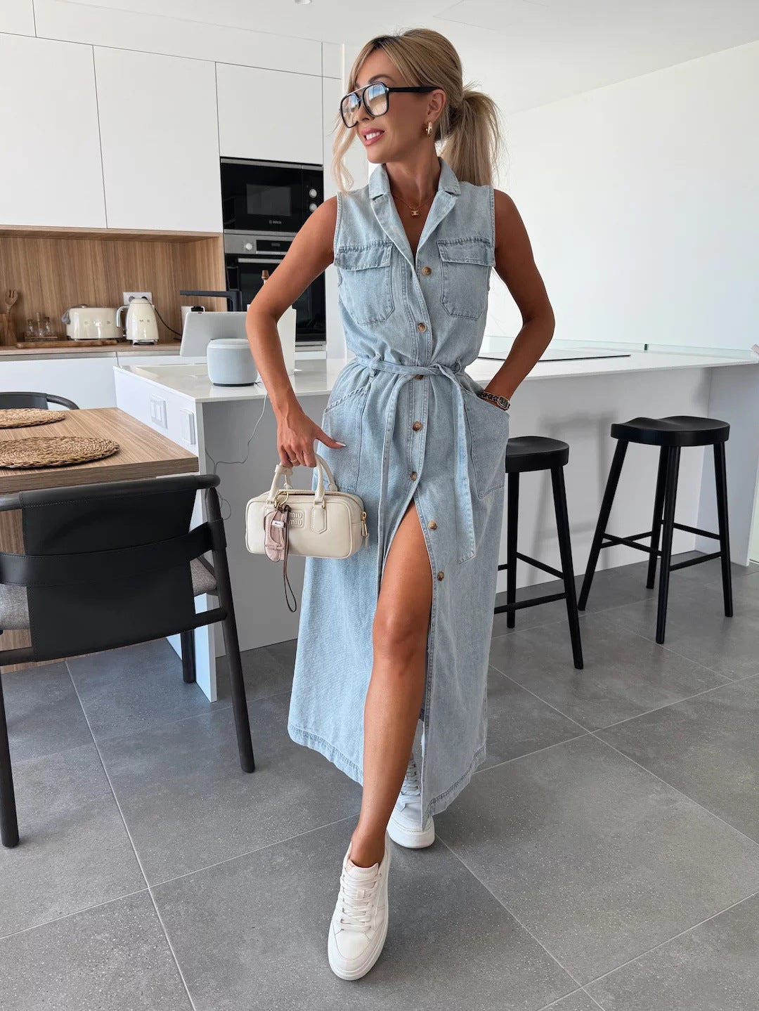 Chloe - Long Denim Dress