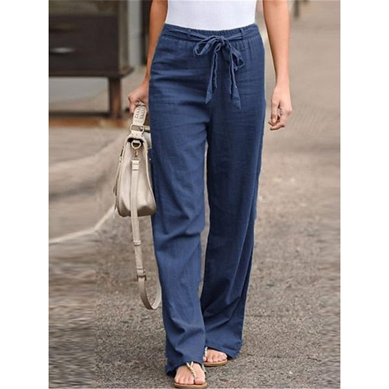 Chloe - Summer Linen Women's Trousers with Wide Legs