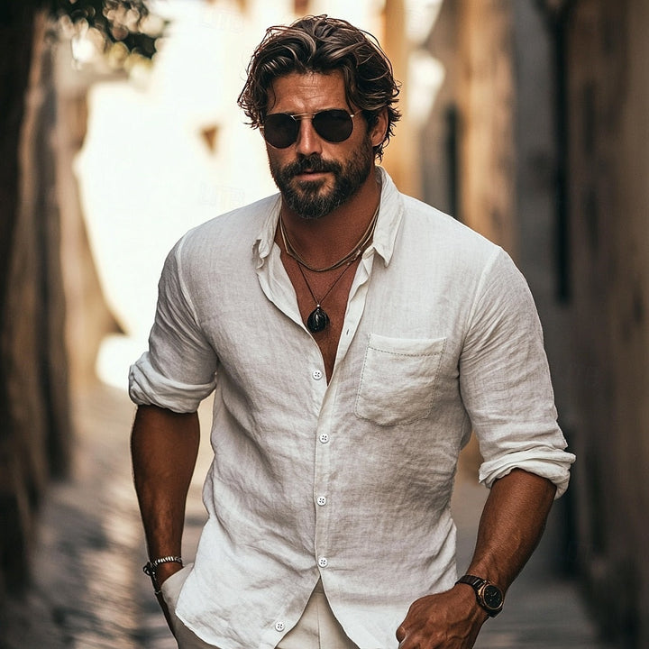 James - Linen Long Sleeve Shirt for Men