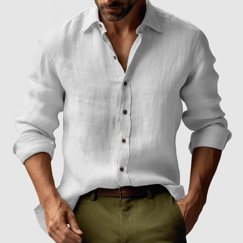 Men's Vintage Long Sleeve Linen Shirt