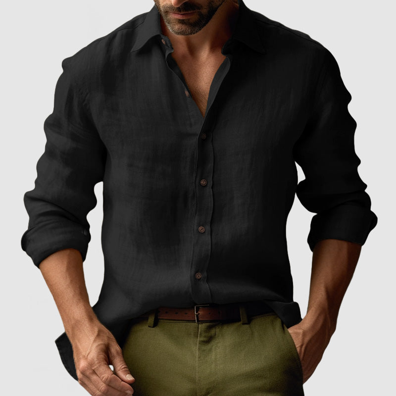 Men's Vintage Long Sleeve Linen Shirt