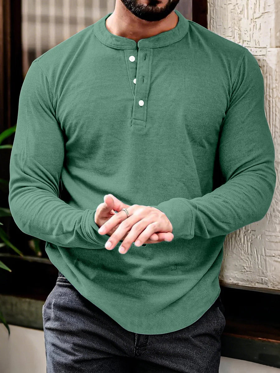 Comfort Fit Longsleeve Henley T Shirt for Men