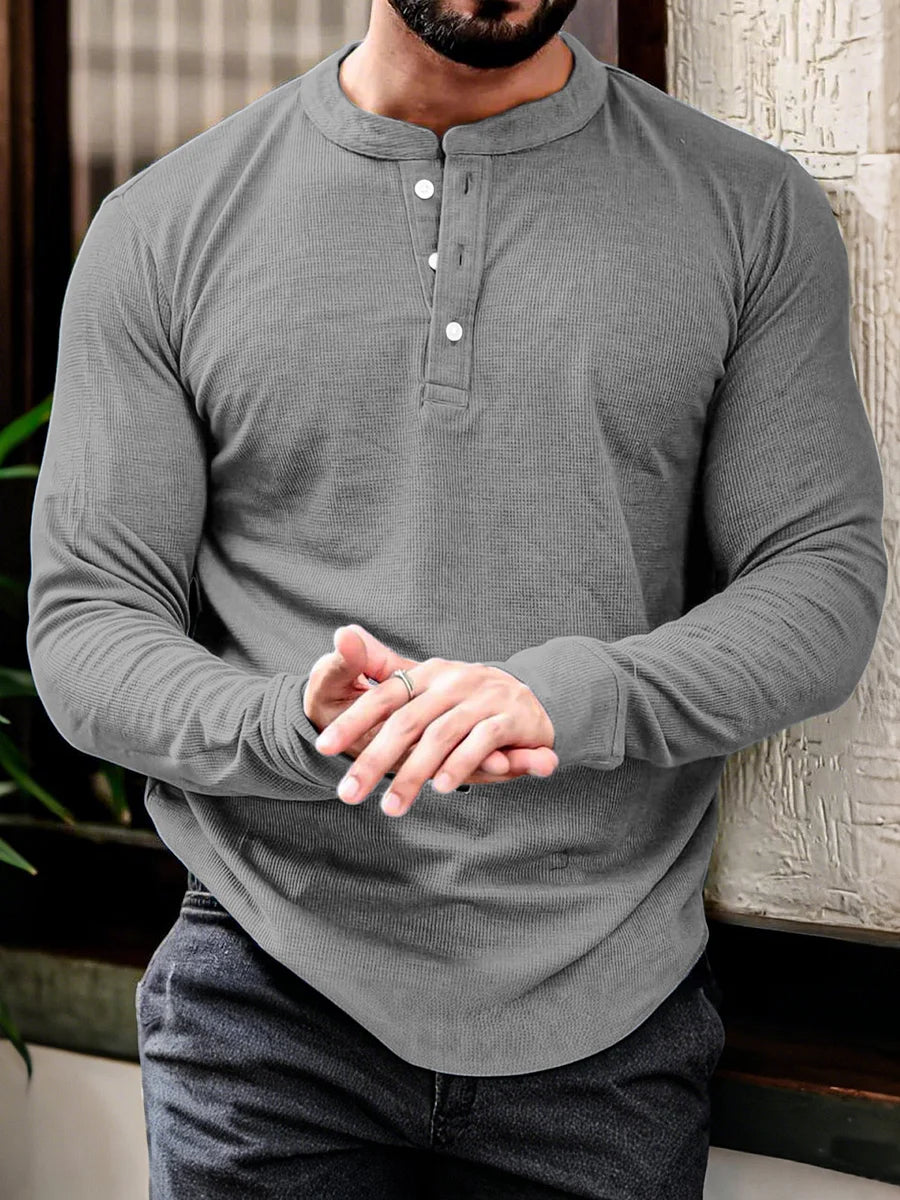 Comfort Fit Longsleeve Henley T Shirt for Men