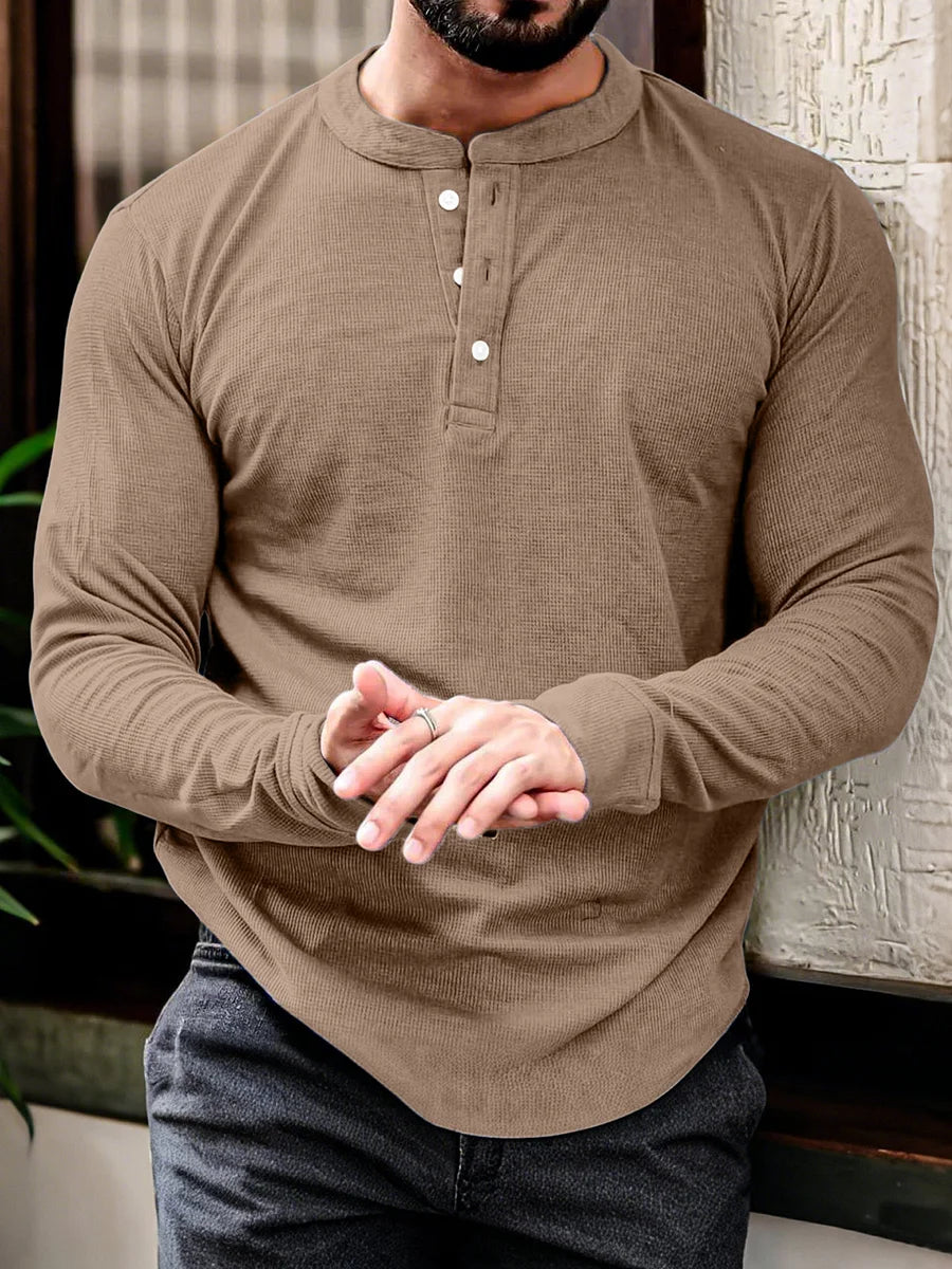 Comfort Fit Longsleeve Henley T Shirt for Men