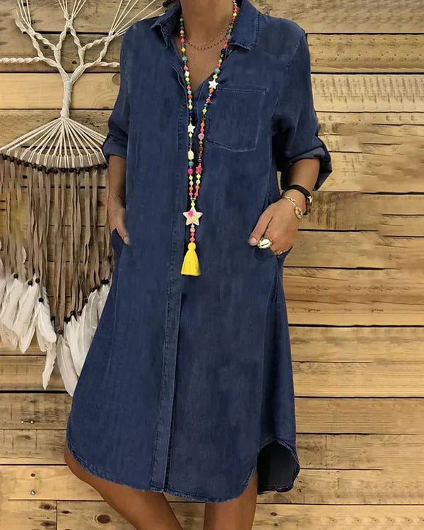 Elegant Denim Shirt Dress for Women