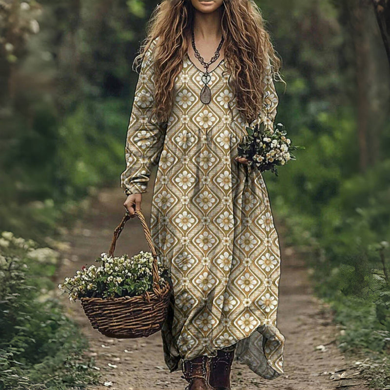 Elegant Long-Sleeve Midi Dress for Women