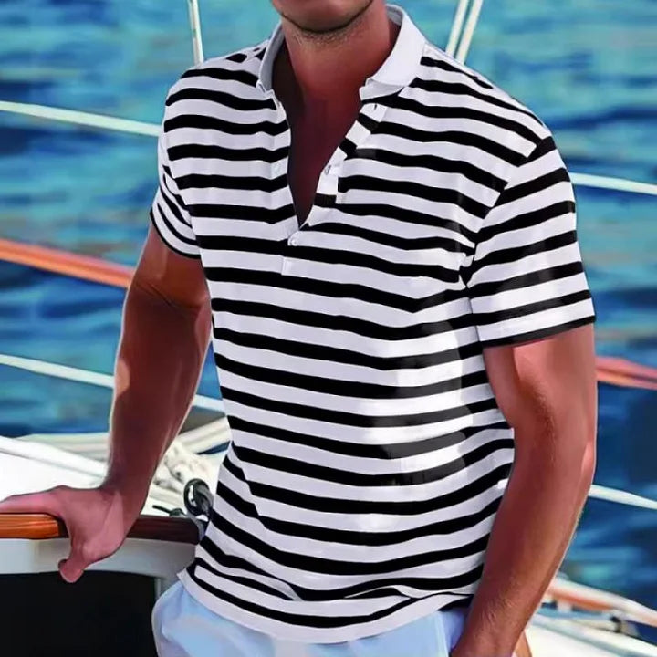Matt - Retro Striped Polo Shirt for Men