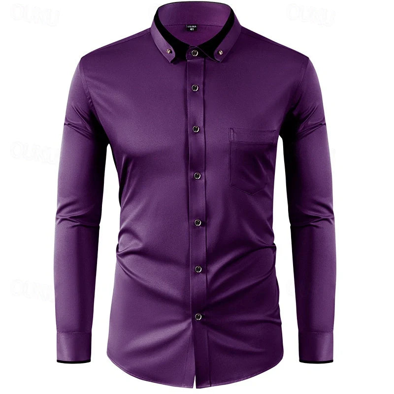 Men's Two-Tone Dress Shirt with Long Sleeves Elegant