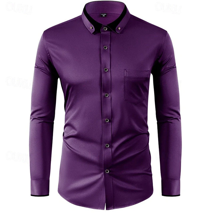 Men's Two-Tone Dress Shirt with Long Sleeves Elegant