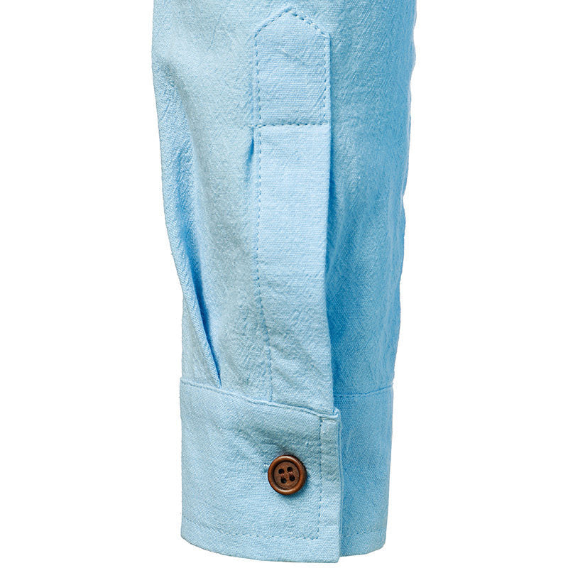 Men's Vintage Long Sleeve Linen Shirt