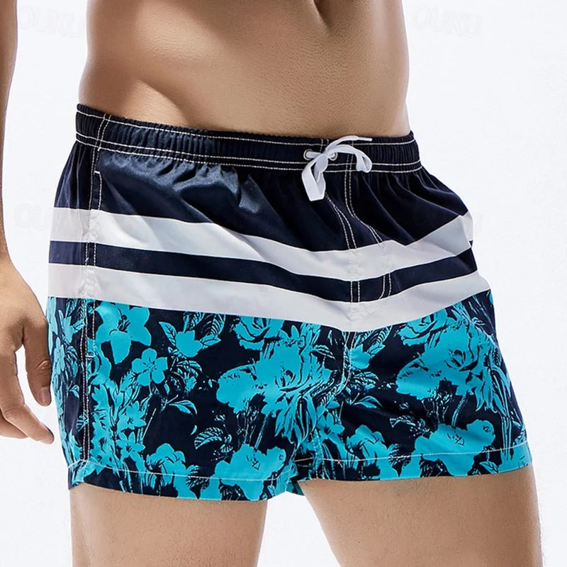 Men's lightweight quick-drying striped swimsuit