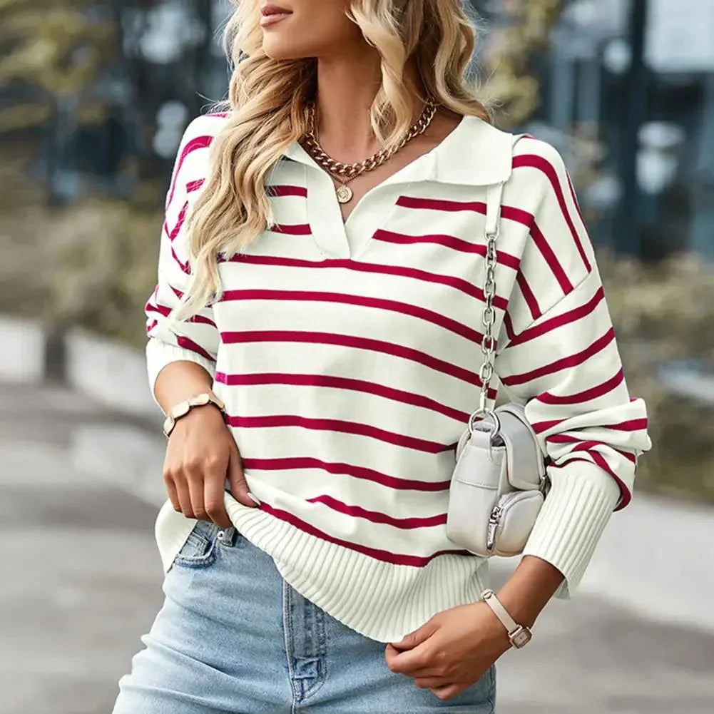 Isla | Winter-Ready Striped Sweater with Collar