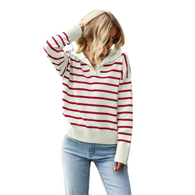Isla | Winter-Ready Striped Sweater with Collar