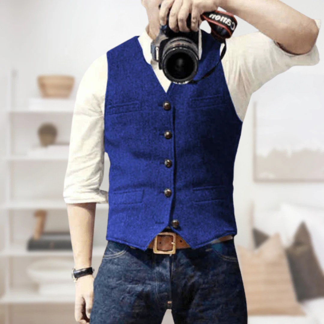 Benjamin | Men's Vintage Sleeveless Sweater | Button Closure