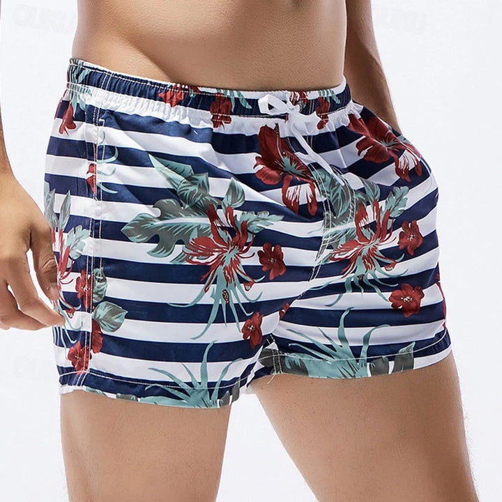 Men's lightweight quick-drying striped swimsuit