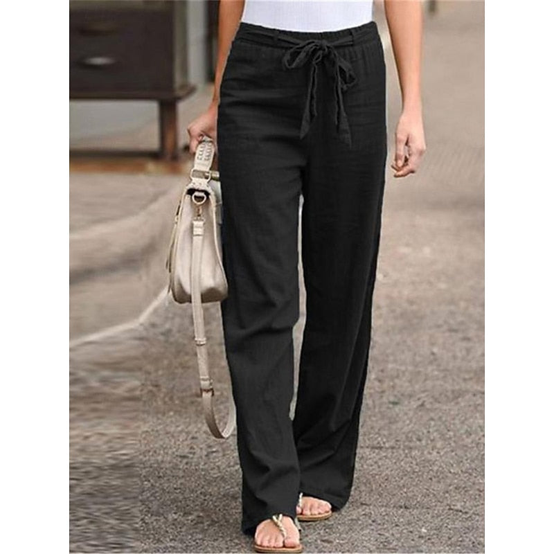 Chloe - Summer Linen Women's Trousers with Wide Legs