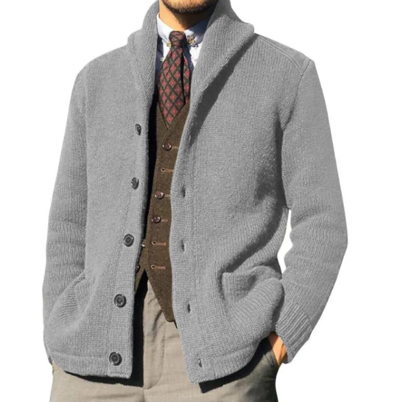 Thomas | Men's Classic Button-Up High Collar Cardigan