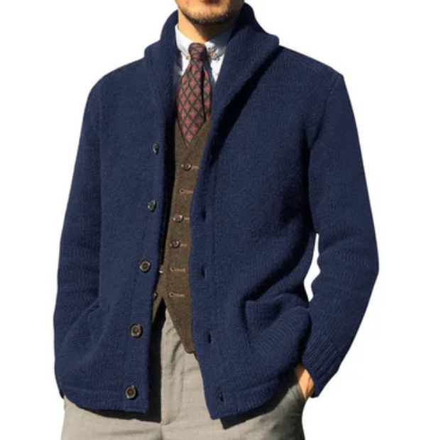 Thomas | Men's Classic Button-Up High Collar Cardigan