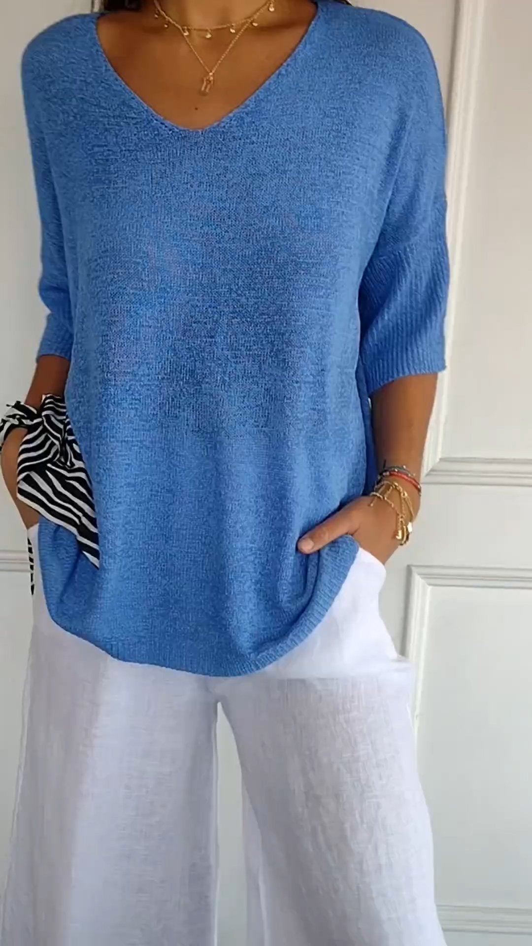 Luxury Knitted Women's V-neck Top