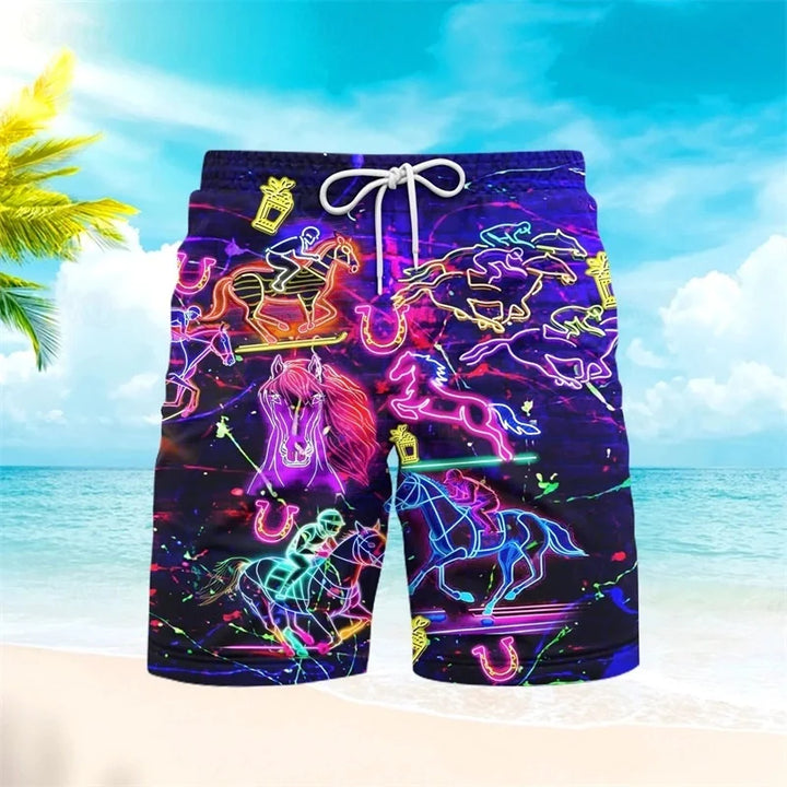 Men's Gradient Striped Swim Shorts Summer