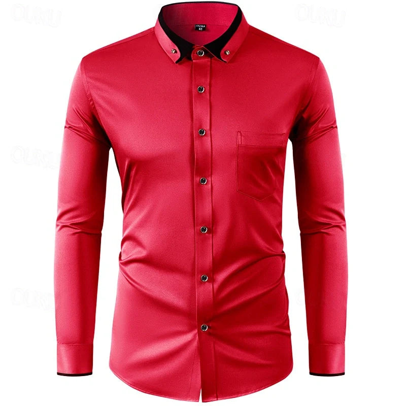 Men's Two-Tone Dress Shirt with Long Sleeves Elegant