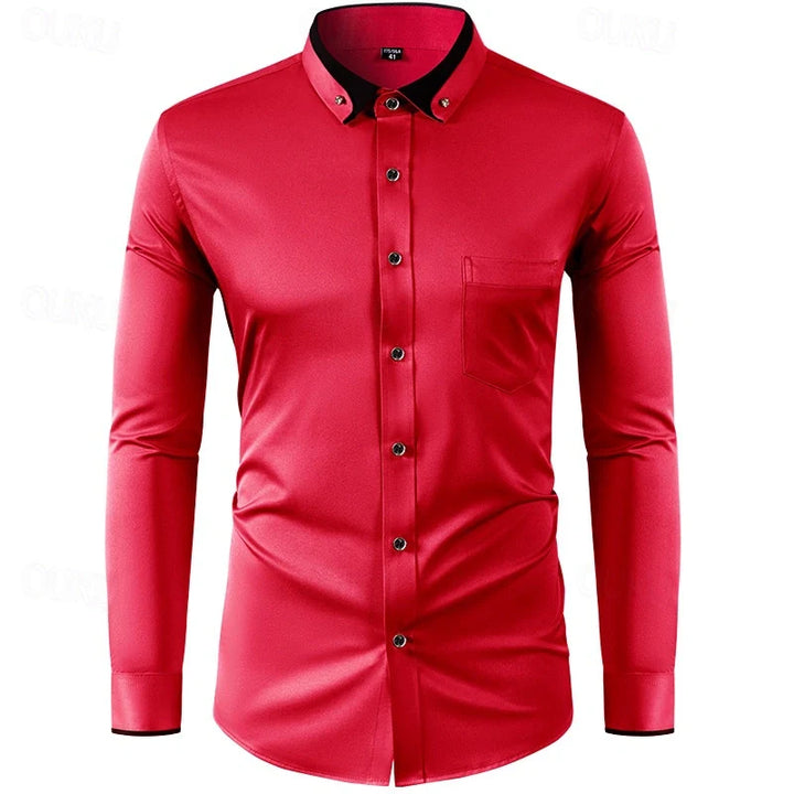 Men's Two-Tone Dress Shirt with Long Sleeves Elegant