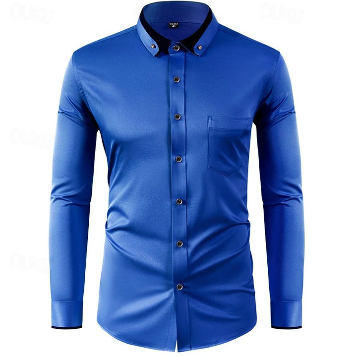 Men's Two-Tone Dress Shirt with Long Sleeves Elegant