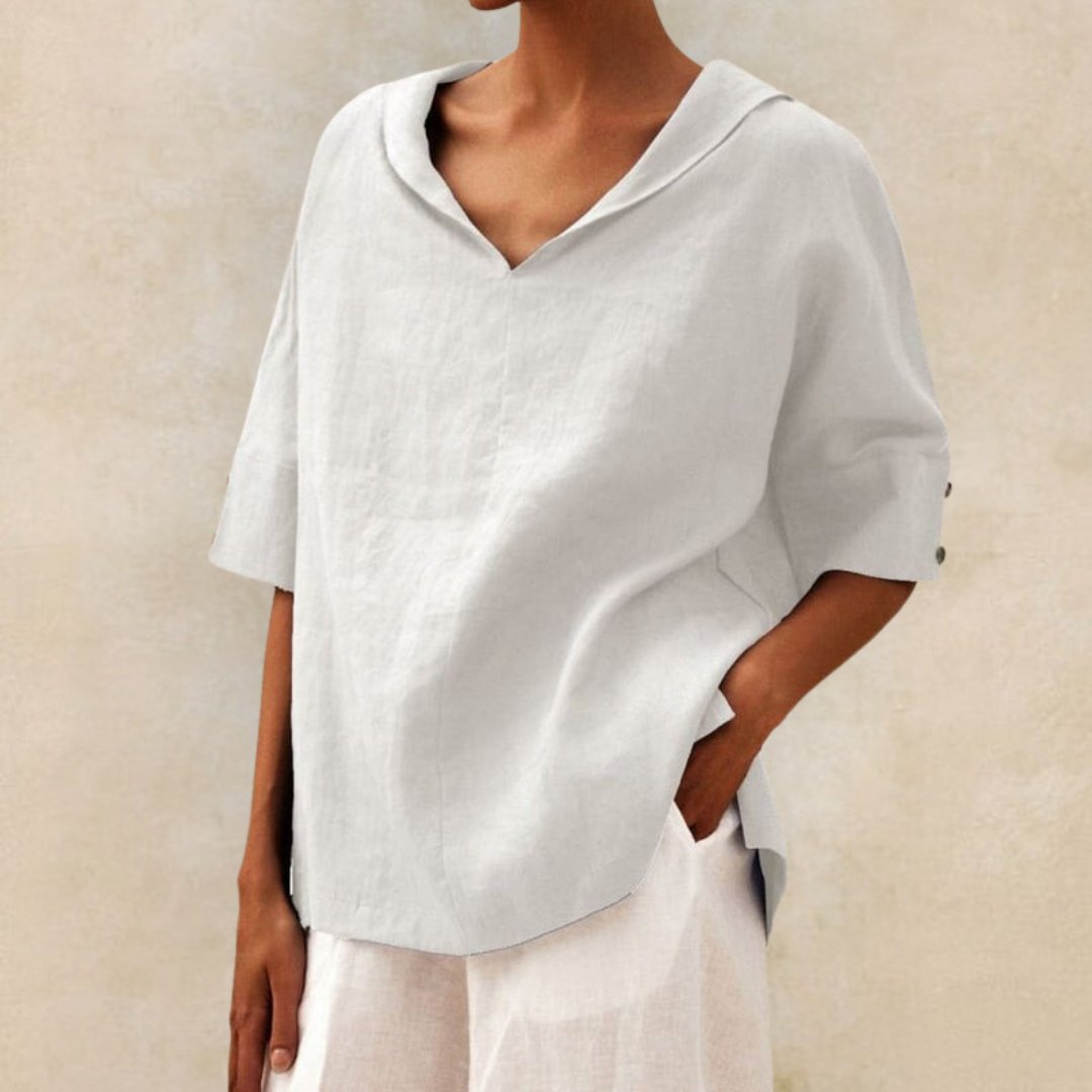 Lena | Chic V-Neck Linen Top for Everyday