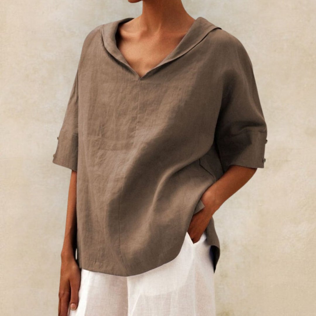 Lena | Chic V-Neck Linen Top for Everyday