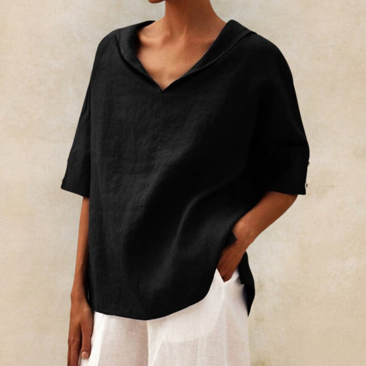Lena | Chic V-Neck Linen Top for Everyday