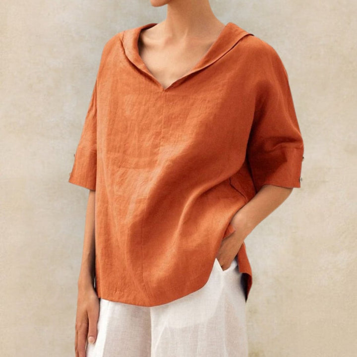 Lena | Chic V-Neck Linen Top for Everyday