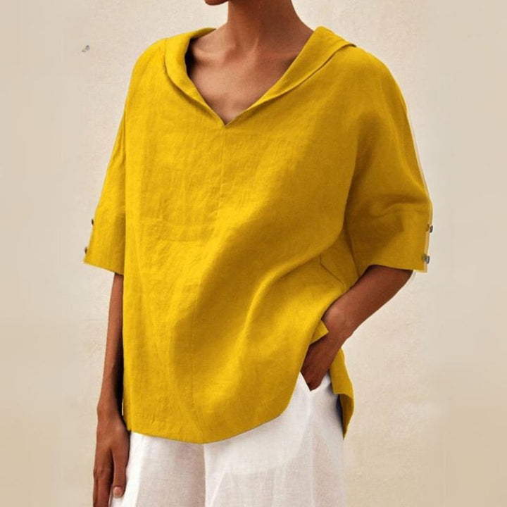 Lena | Chic V-Neck Linen Top for Everyday