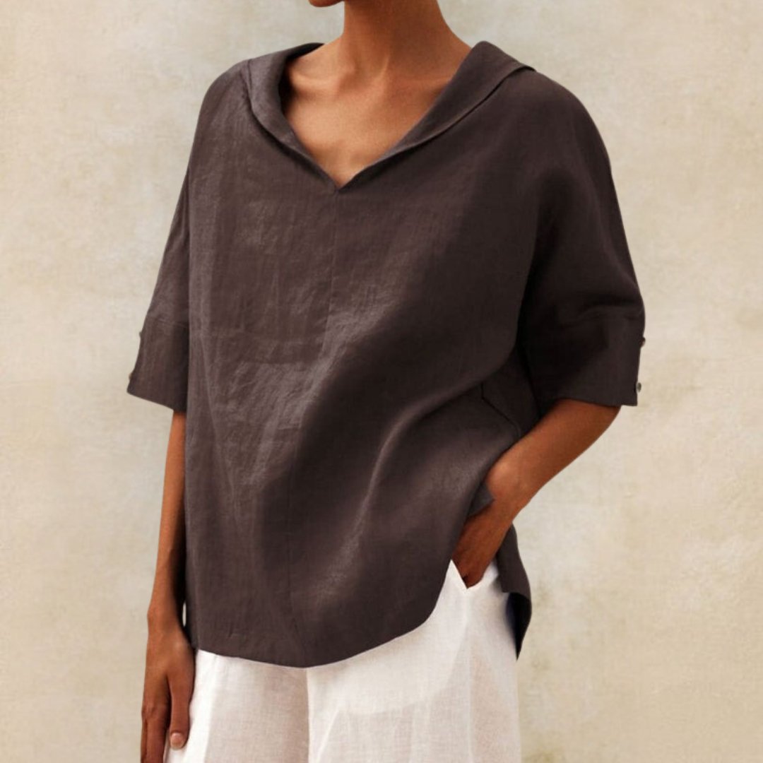 Lena | Chic V-Neck Linen Top for Everyday