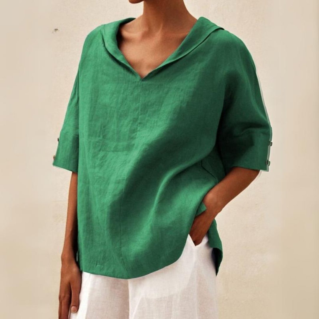 Lena | Chic V-Neck Linen Top for Everyday