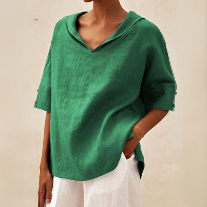 Lena | Chic V-Neck Linen Top for Everyday