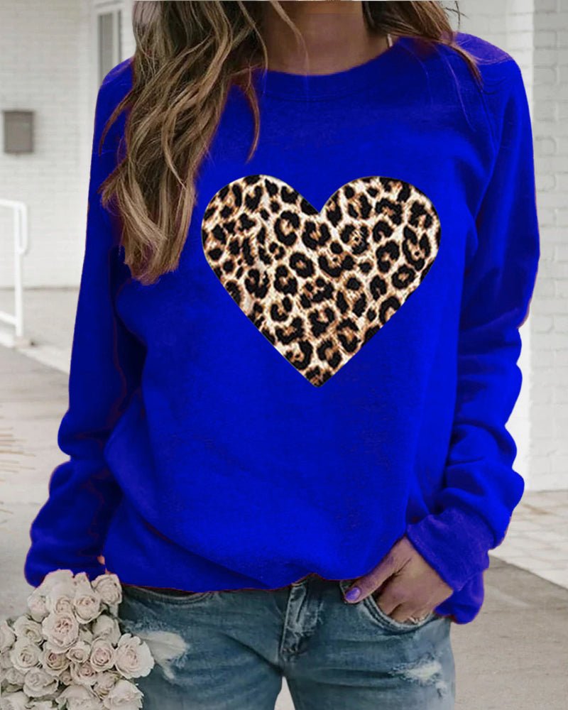 Poppy | Winter Leopard Heart Print Women's Sweatshirt