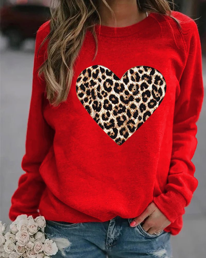Poppy | Winter Leopard Heart Print Women's Sweatshirt