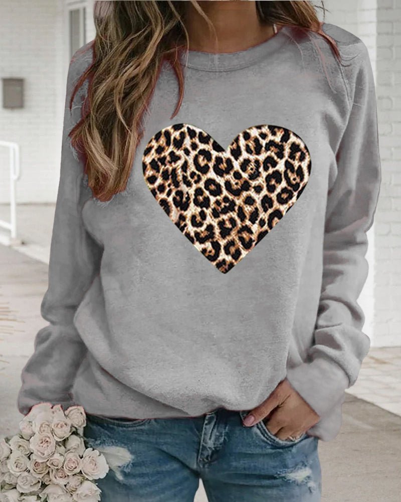 Poppy | Winter Leopard Heart Print Women's Sweatshirt