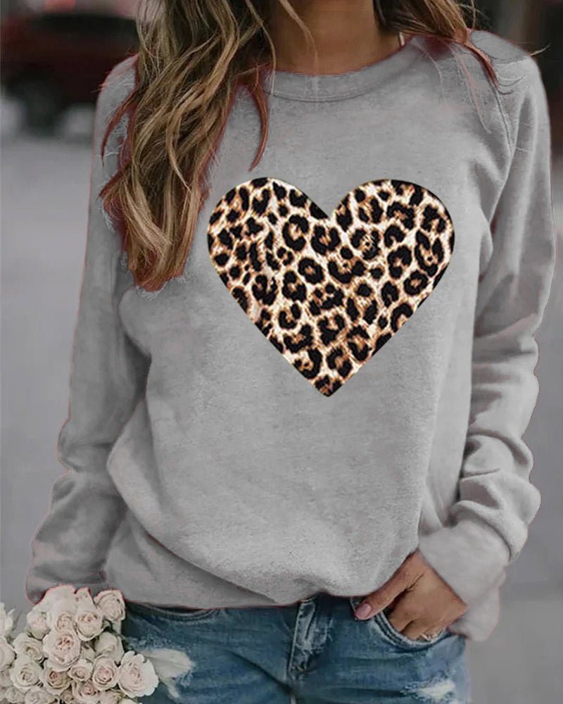Poppy | Winter Leopard Heart Print Women's Sweatshirt
