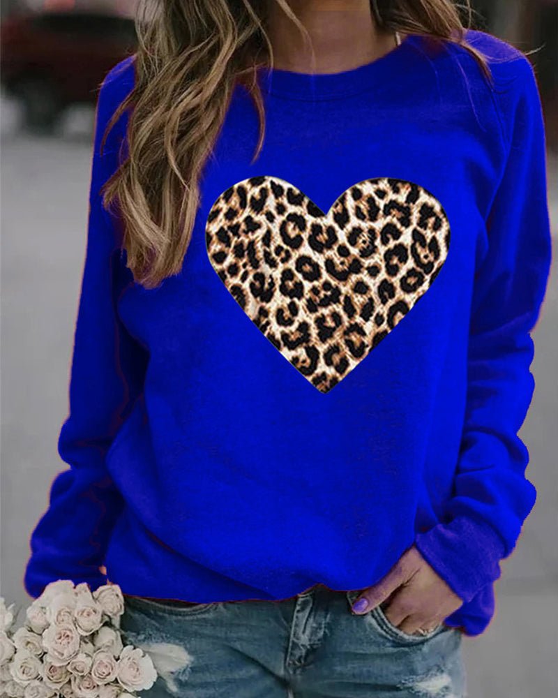 Poppy | Winter Leopard Heart Print Women's Sweatshirt