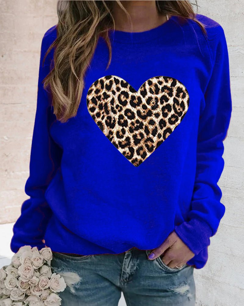 Poppy | Winter Leopard Heart Print Women's Sweatshirt
