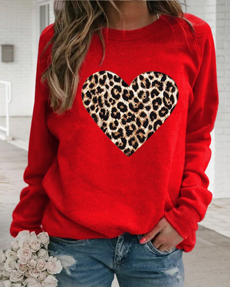 Poppy | Winter Leopard Heart Print Women's Sweatshirt