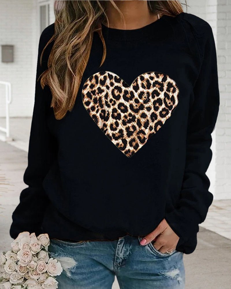 Poppy | Winter Leopard Heart Print Women's Sweatshirt