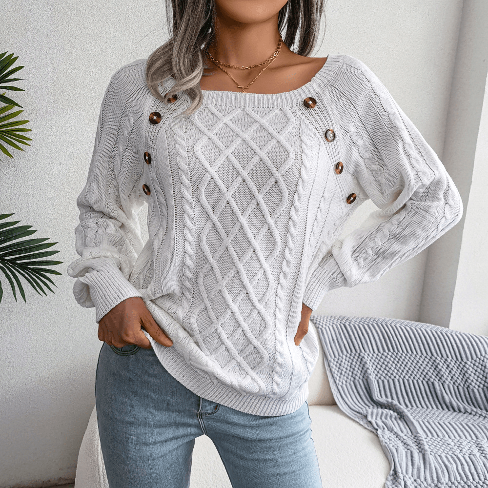 Grace | Winter Cable Knit Sweater with Button Details