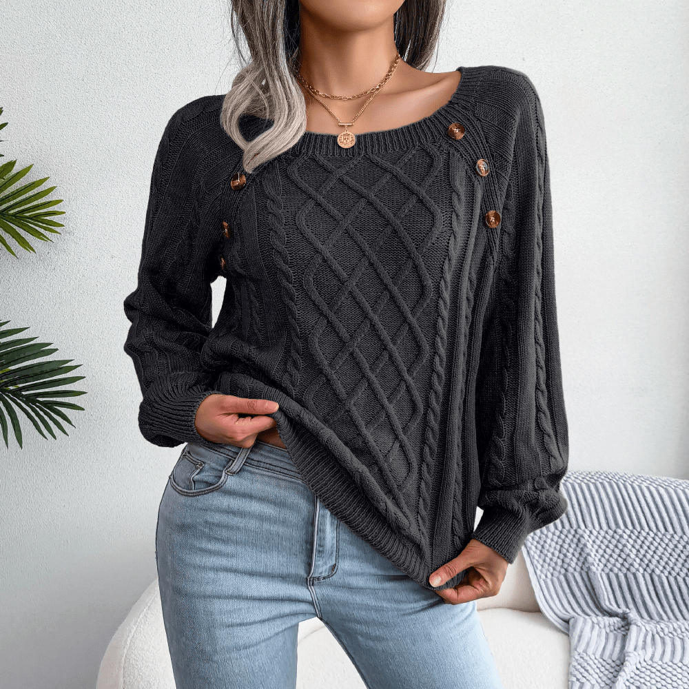 Grace | Winter Cable Knit Sweater with Button Details